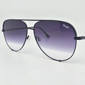 *SOLD* Quay Australia High Key Black Frame Fade Lens Large Aviator Sunglass 63mm